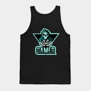 Gamer Skull Reaper Graphic - Game all Night Tank Top